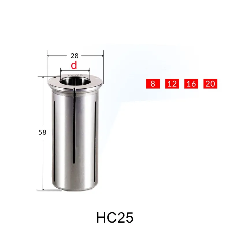 HC25-8/12/16/20mm series Collect hold chuck with standard collet for cnc milling lathe tool Engraving machin