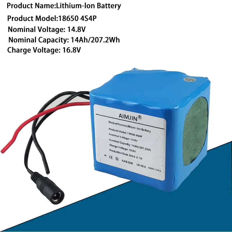 LED Nacht Angell ampe Heizung Miner Batterie verstärker, Lithium-Batterie, BMS, 14,8 V, 14ah, 207,2, 4 s4p, 16,8 Wh, V.