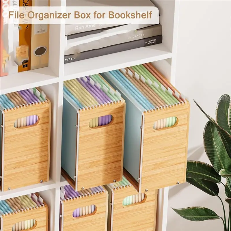 [NEW!】 Bamboo Base 2Pcs Acrylic Wall File Organizer-Stylish Hanging File Folder Storage System