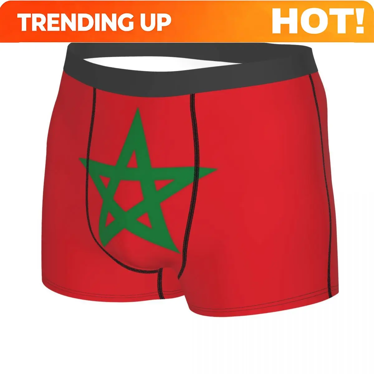 Custom Male Sexy The Flag Of Morocco Underwear Moroccan Patriotic Boxer Briefs Stretch Shorts Panties Underpants