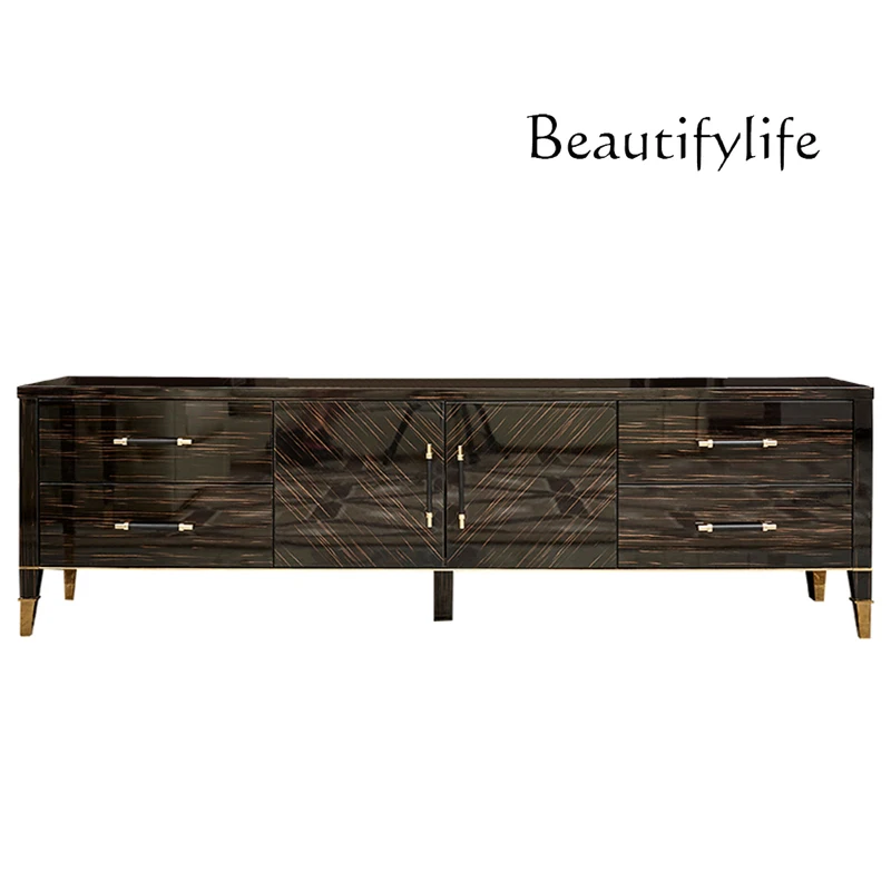 

Italian light luxury TV cabinet living room low cabinet coffee table combination villa golden silk ebony customization