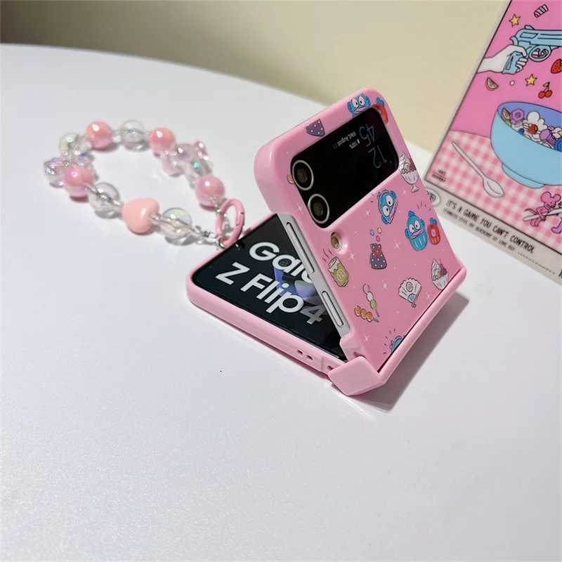 Sanrio Hangyodon Phone Case for Samsung Galaxy ZFlip5 5G ZFlip3 Z Flip 5 Flip3 zflip Flip4 Anime Hard PC Cover With Bracelet