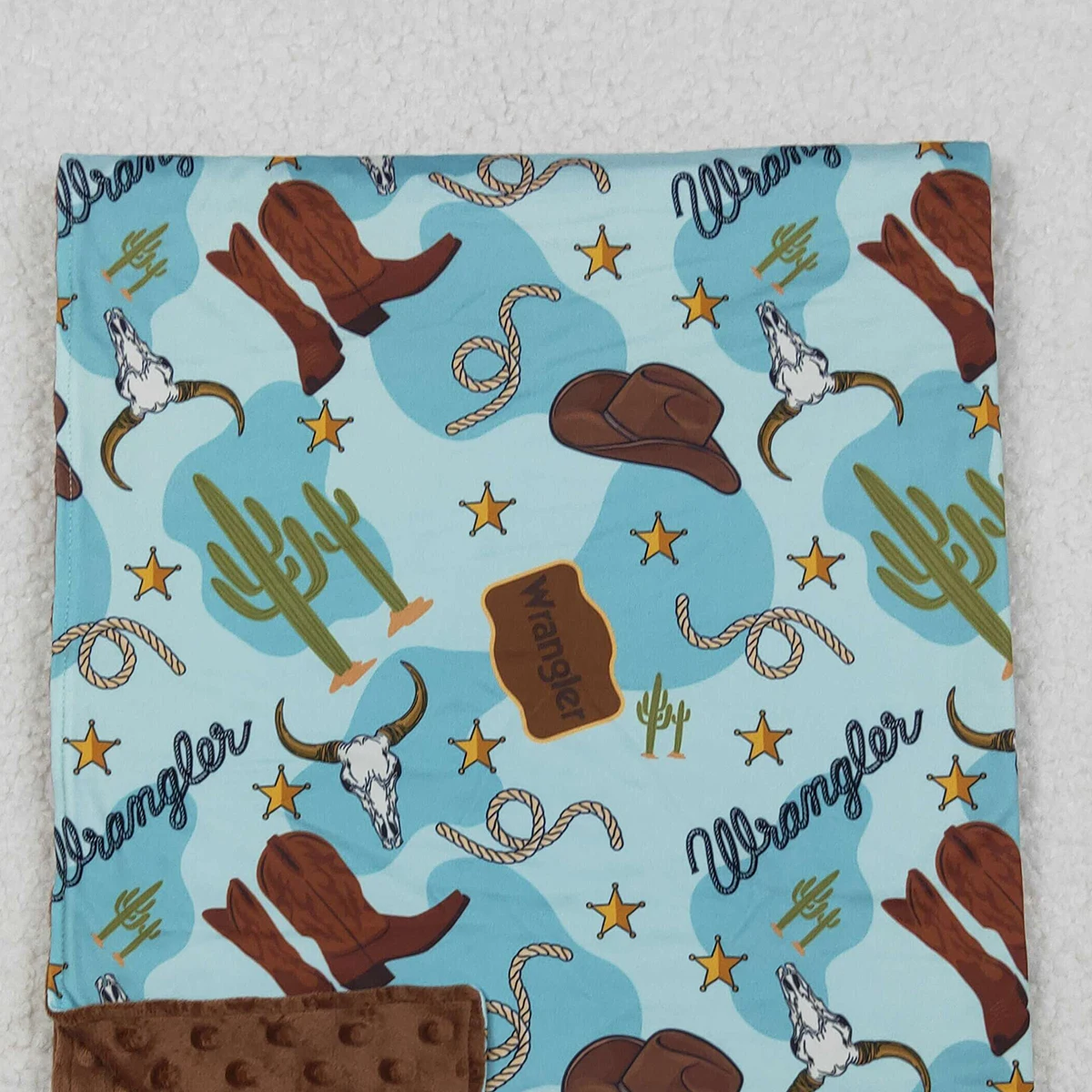 أحذية أطفال غربية تحت عنوان طفل صغير مع بطانيات صبار مينكي وقبعة جمجمة الثور للأطفال مجموعة غربية مقاس 29*43 بوصة