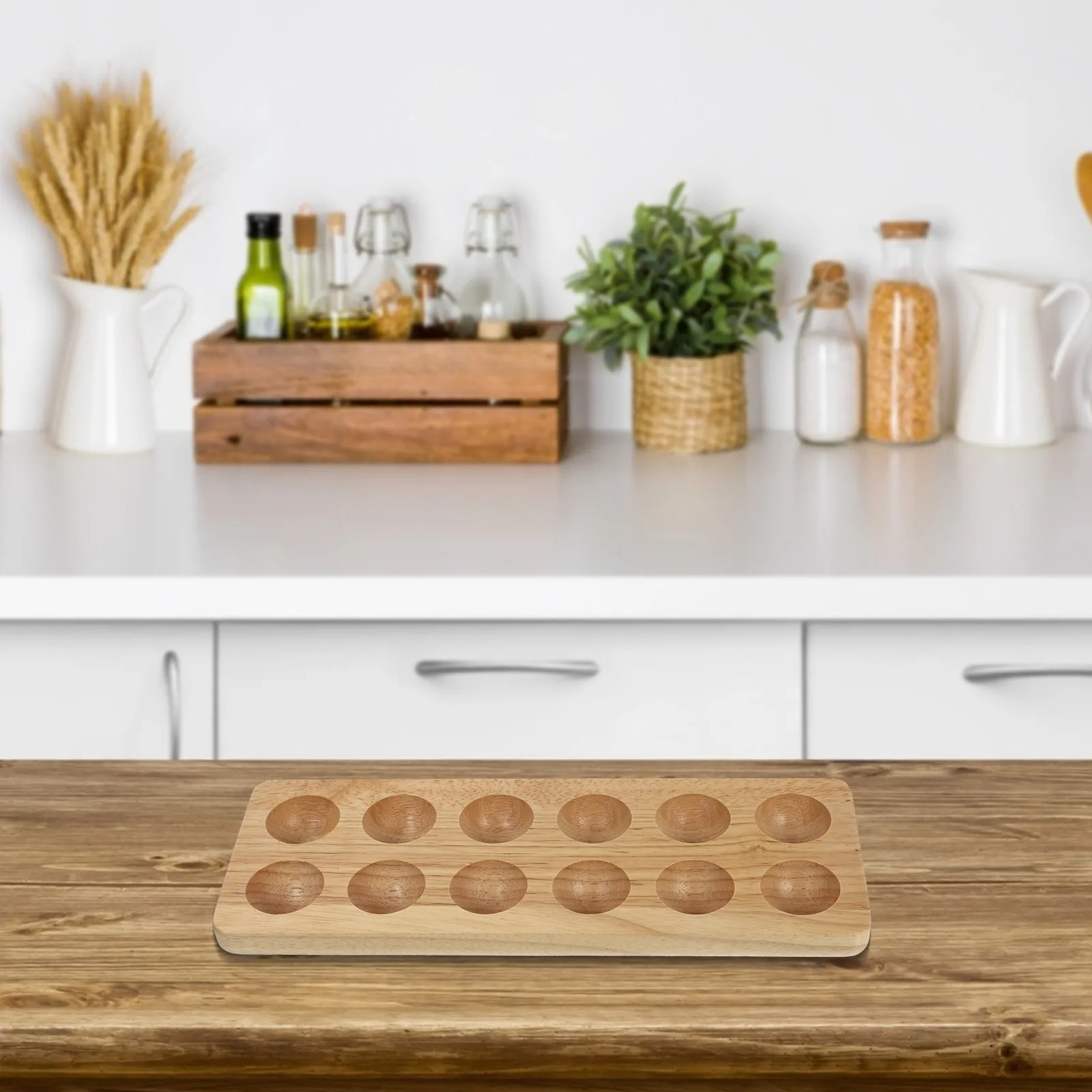 

BUGUUYO Wooden Tray Holder for Refrigerator Breakfast Storage Organizer Wood Serving Drawer Eggs Safety Frame Desk