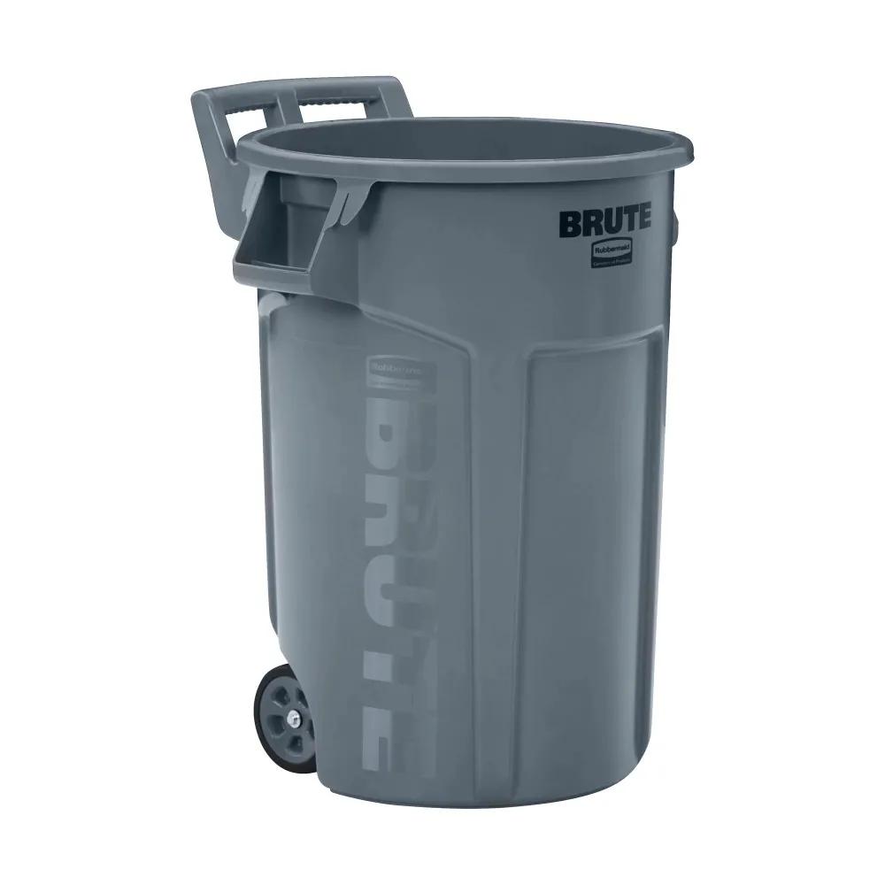 

Rubbermaid Wheeled Brute 44 Gallon Resin Garbage Can Trash Can-Indoor Outdoor Durable Strong