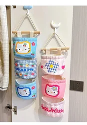 Sanrio Hello Kitty 3 pezzi sacchetti portaoggetti appesi Kawaii Anime camera da letto porta a parete articoli vari biancheria intima calzini armadio Organizer scaffale