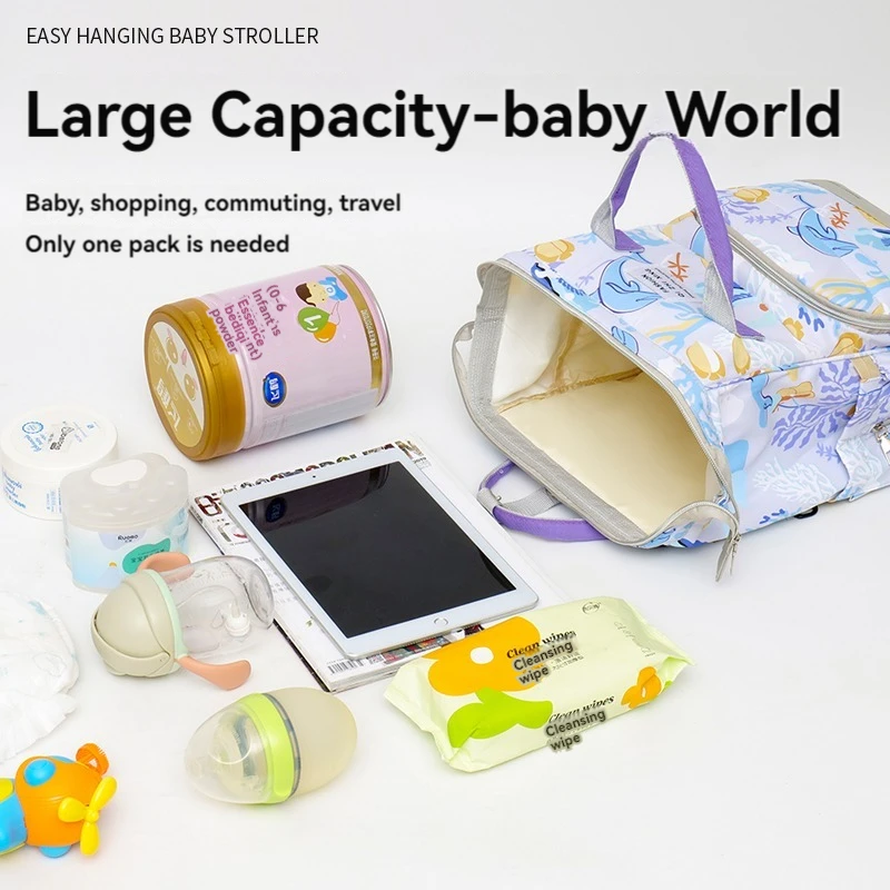 Large capacity fashion mommy bag, can be loaded with milk powder bottle mother and baby bag