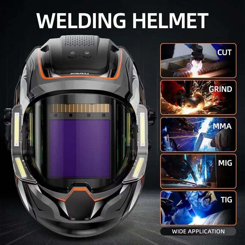 180 Degree Window Hold Type c 4.5 Hours View with 4 Light Emitting Diodes 3 Side View Welded Helmet