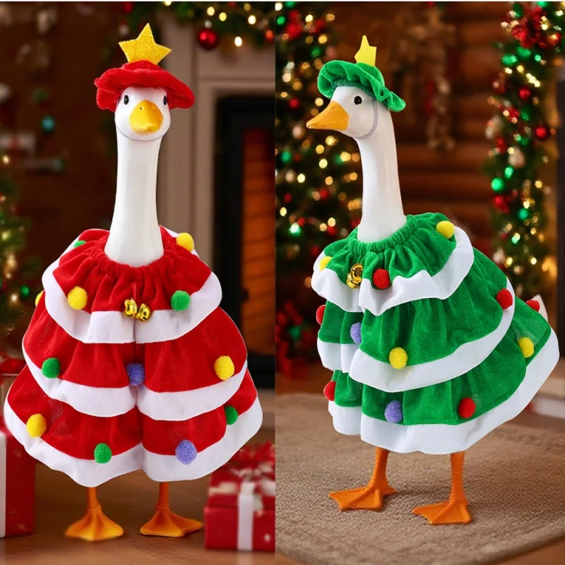 

Christmas Goose Outfit Festive Christmas Porch Goose Clothes With Hat Cloak Design Goose Outfit For Festival Decor