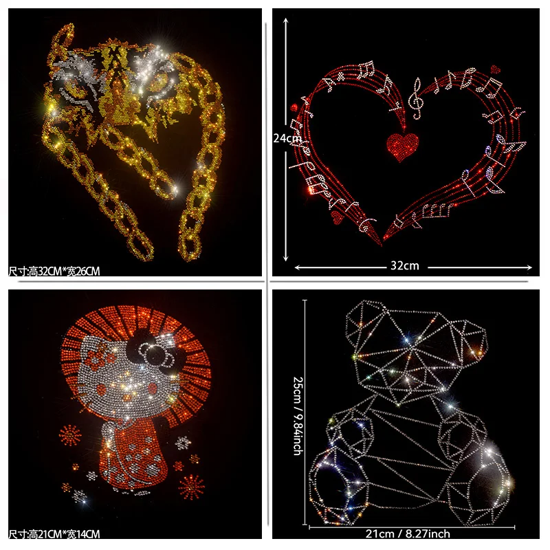 高品質のラインストーン模様が、セーターのアウターウェアアクセサリーにアイロン接着されています。-おしゃれな大きなパッチ。