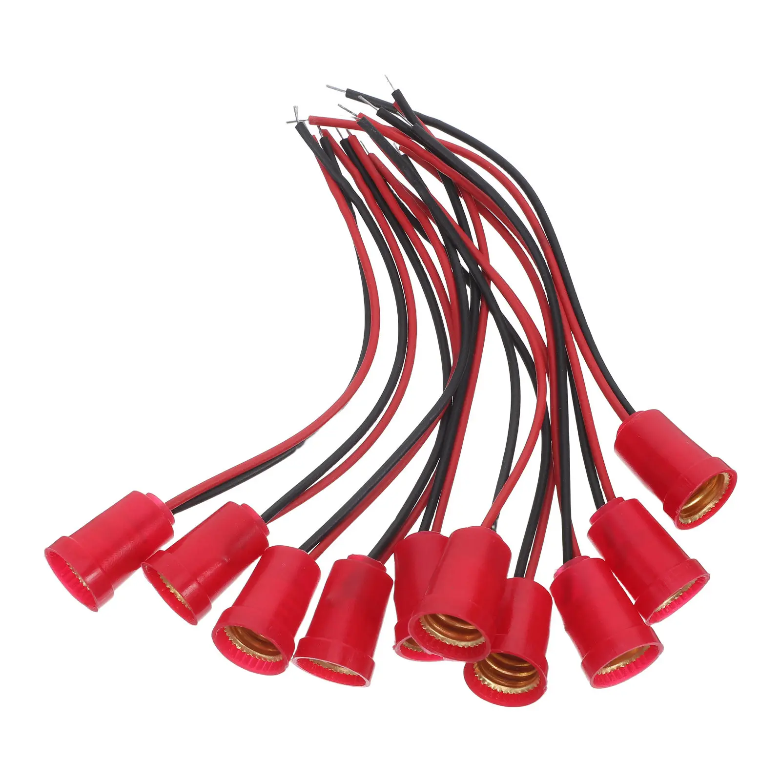 

10 шт. пластиковых патронов E12 с черным и красным проводом, мини-цоколи для лампочек, сменные винтовые основания для напольных и настольных светильников