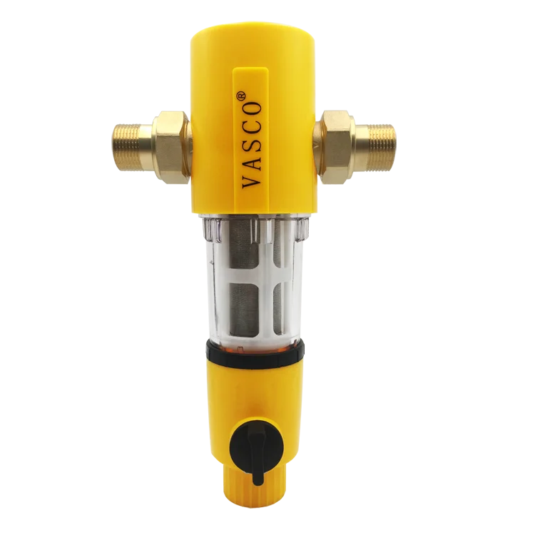 Brass Home Water Main Line Pure Filter 40 60 M-ic-  ron SS Mesh Water Pre Filter With Pressure Gauge
