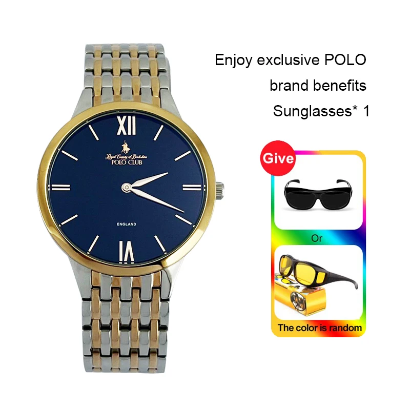 

POLO Club watch original simple fashion waterproof steel quartz technology sense thin models light men's PL160 reloj hombre Gift