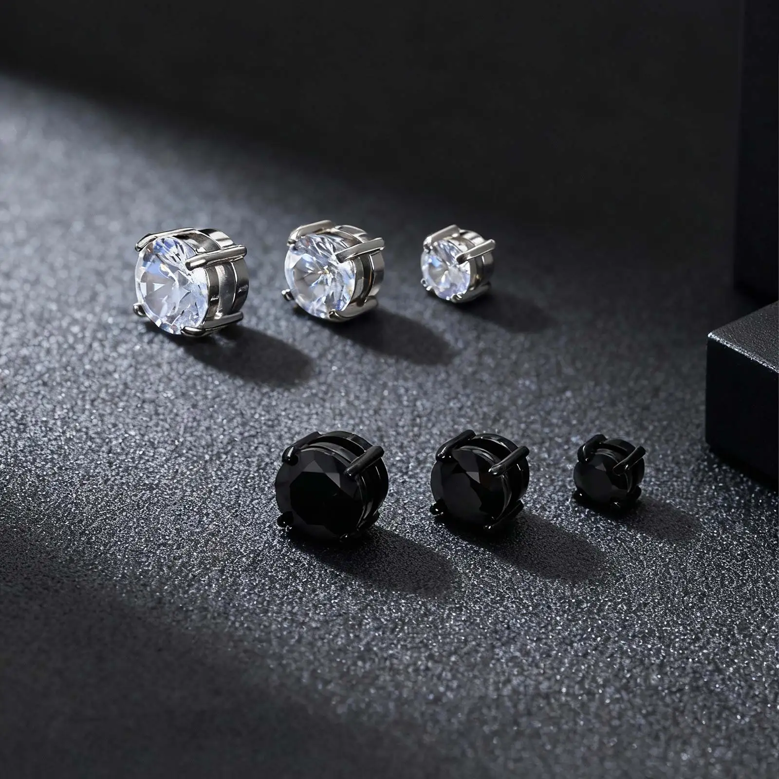 5/6/7/8mm Punk Round Zircon Magnetic Ear Studs Clips Non Piercing Stainless Steel Small Earrings for Women Men Fashion Jewelry