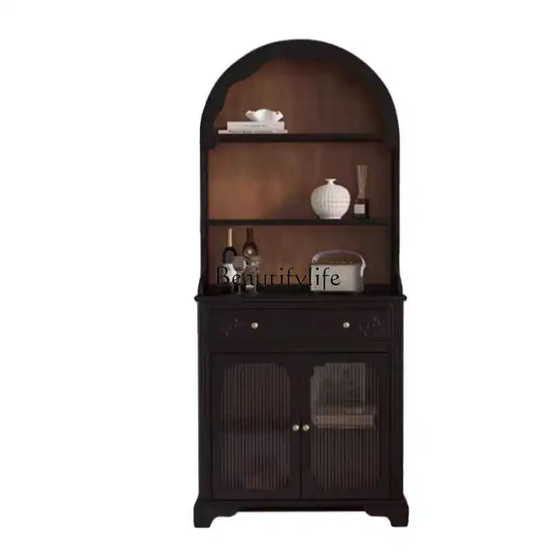 

*American retro solid wood dining side cabinet medieval display cabinet storage wine cabinet