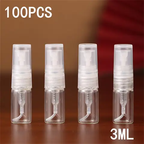 5/50/100PCS 3ML Clear Portable Glass Perfume Bottle Cosmetics Bottle Empty Refillable Bottle Sample Thin Glass Vials