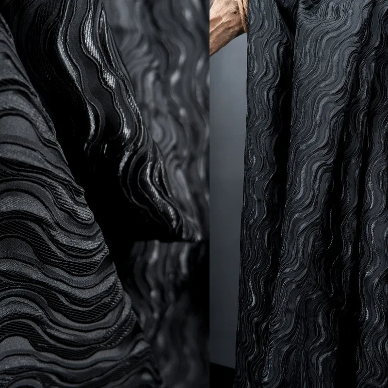 

Rock Layer Water Ripple Chinese Style Irregular Concave Convex Three-dimensional Texture Jacquard Winter Coat Designer Fabric