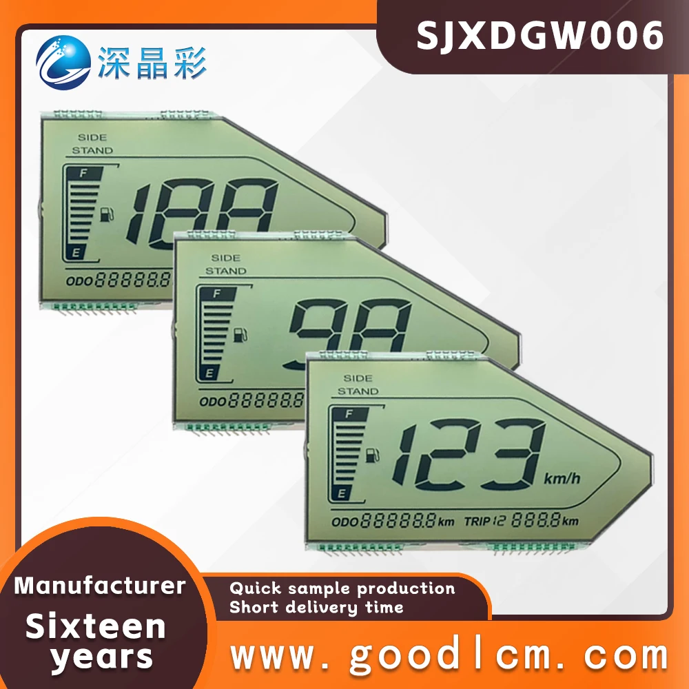 LCD screen for electric motorcycle segement display GW006 HTN positive 4.5v lcd 7 monochrome custom segment lcd display