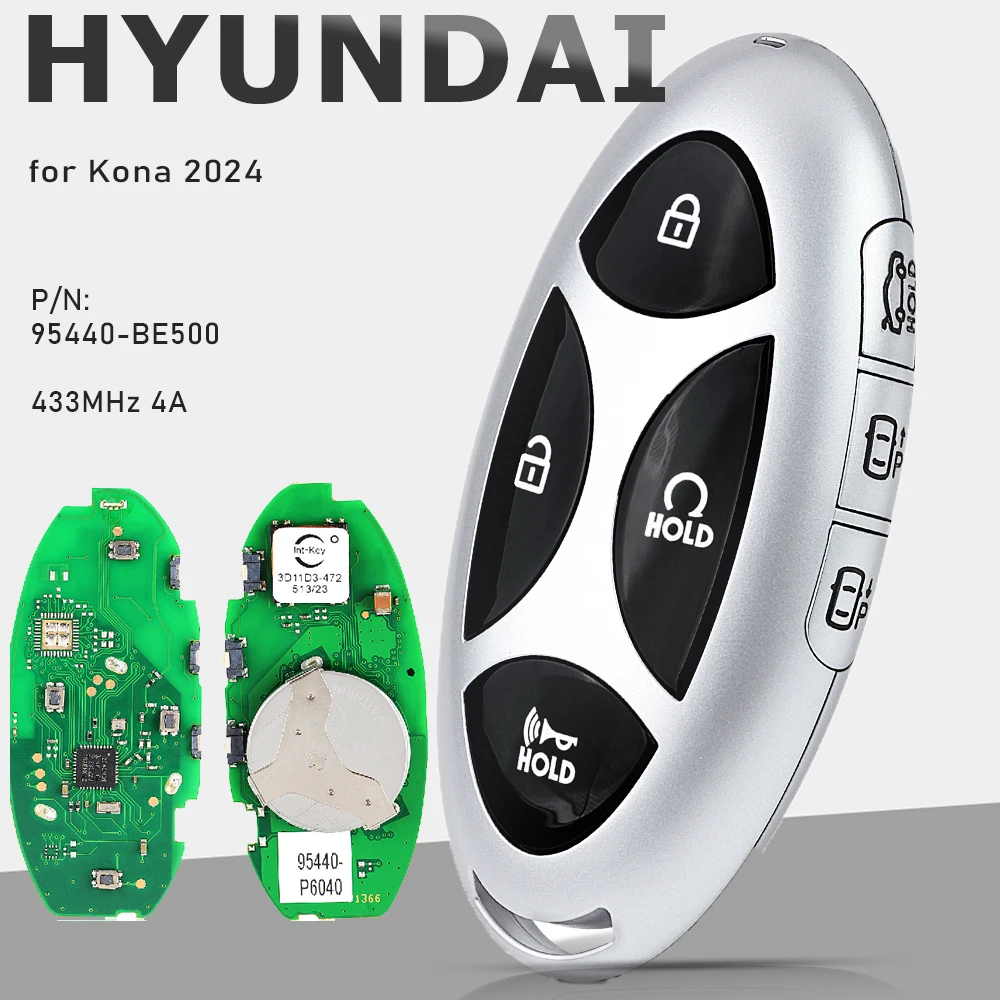 

KEYECU 95440-BE500 Умный дистанционный ключ 6 + 1B Брелок 433 МГц 4A Keyless Go для Hyundai Kona 2024