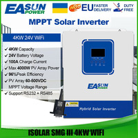 Easun New 4000VA 4000W Hybrid Solar Inverter 24V Built MPPT 100A Solar Controller 230VAC Out-put Voltage Max PV 500VDC With WIFI