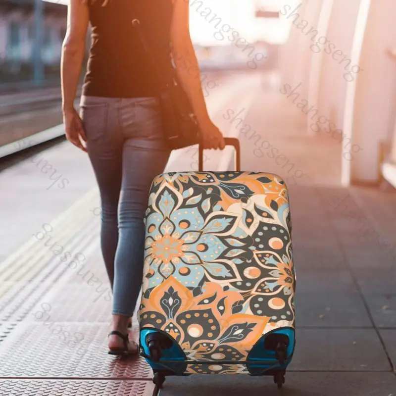 Pokrowiec ochronny na walizkę podróżną z motywem mandali, elastyczna ochrona, zmywalny pokrowiec na bagaż, rozmiar 18-32 cali