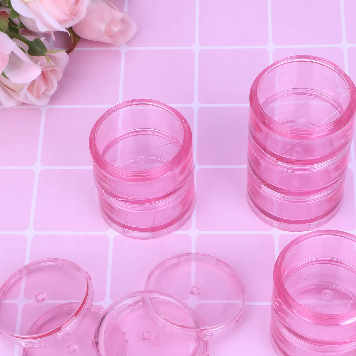 

7 Days Portable Clear Stackable Pill Box Mini Sealed Medicine Organizer Round Case Weekly Storage Container Travel-Friendly 7