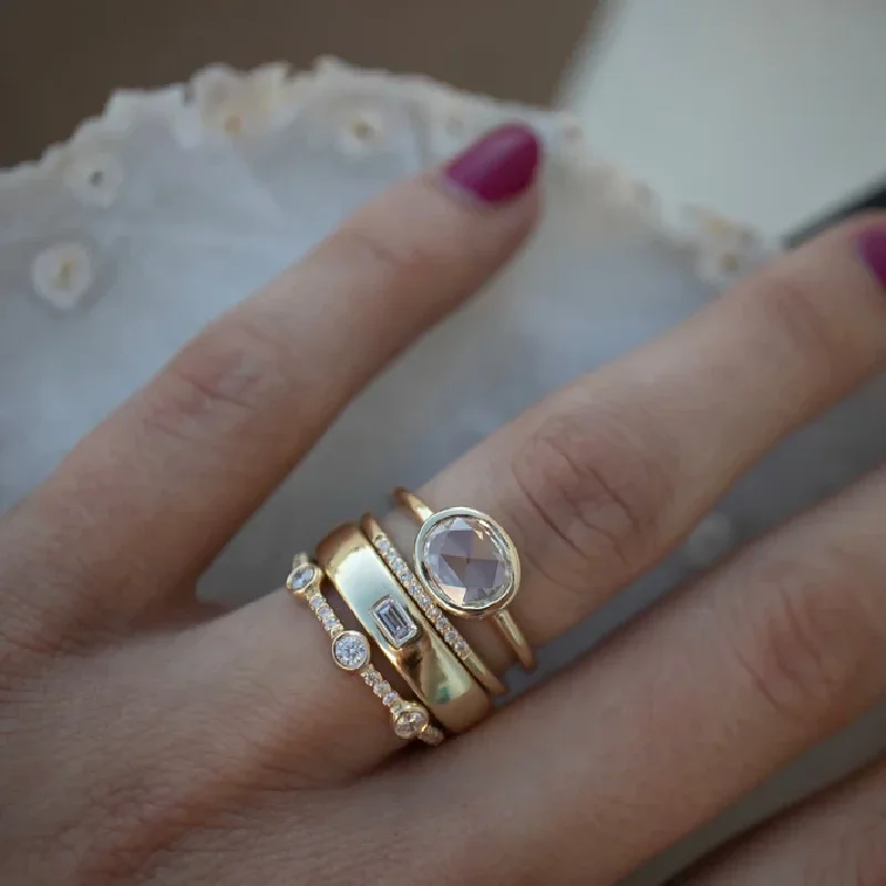 4 pcs/set Geometric Gold Color Combination Round Zircon Crystal Rings Set for Women Engagement Party Wedding Rings Hand Jewelry