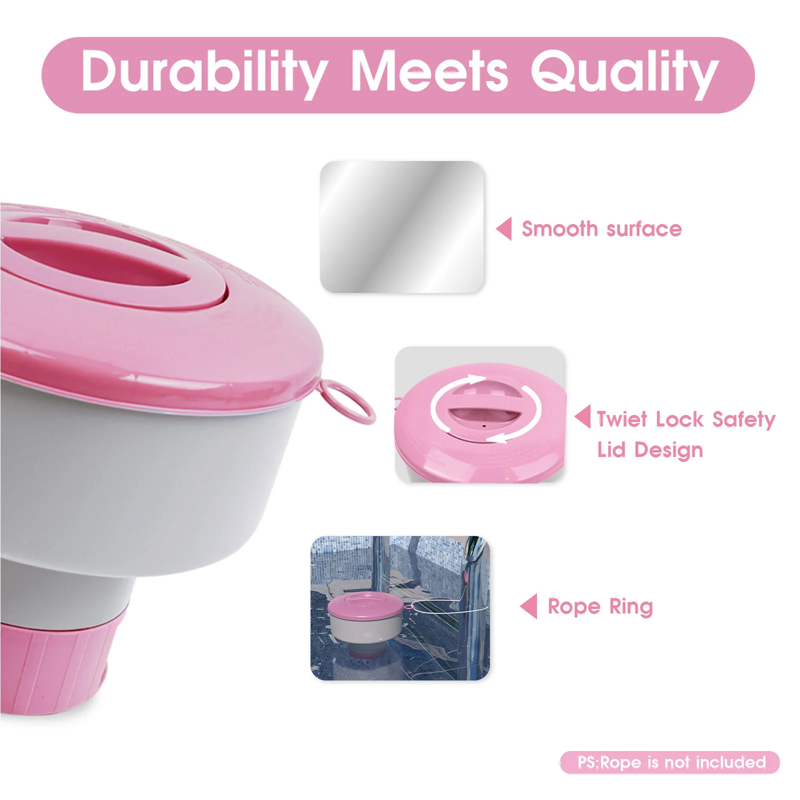 Dispensador químico flotante de cloro y bromo para piscina, flotador de cloro grande para tabletas de 3 ", soporte para cloro