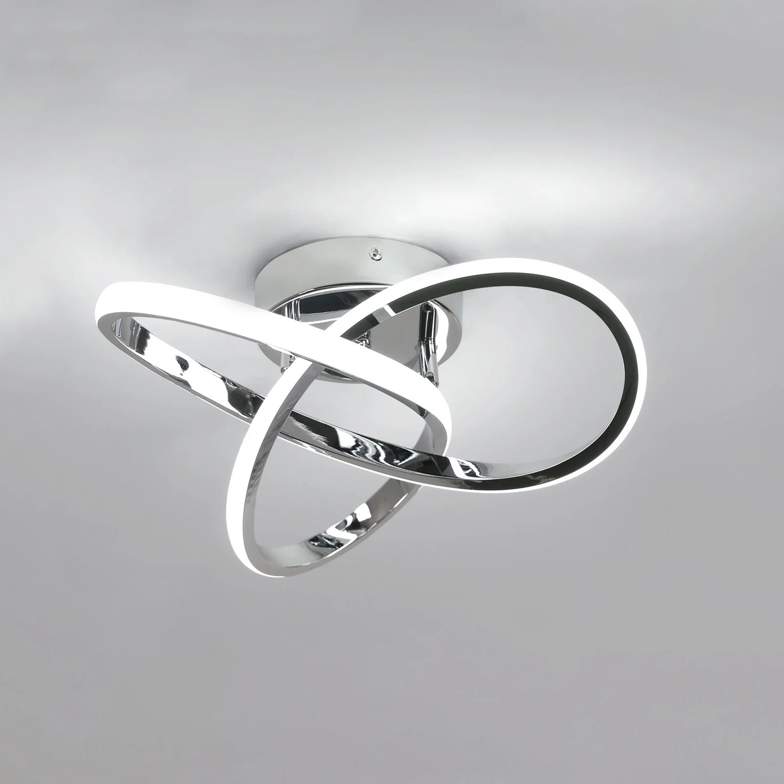 Plafonniers LED argentés modernes, plafonnier intérieur pour chambre à coucher, cuisine, salon, blanc froid 6500K [Classe énergétique E]