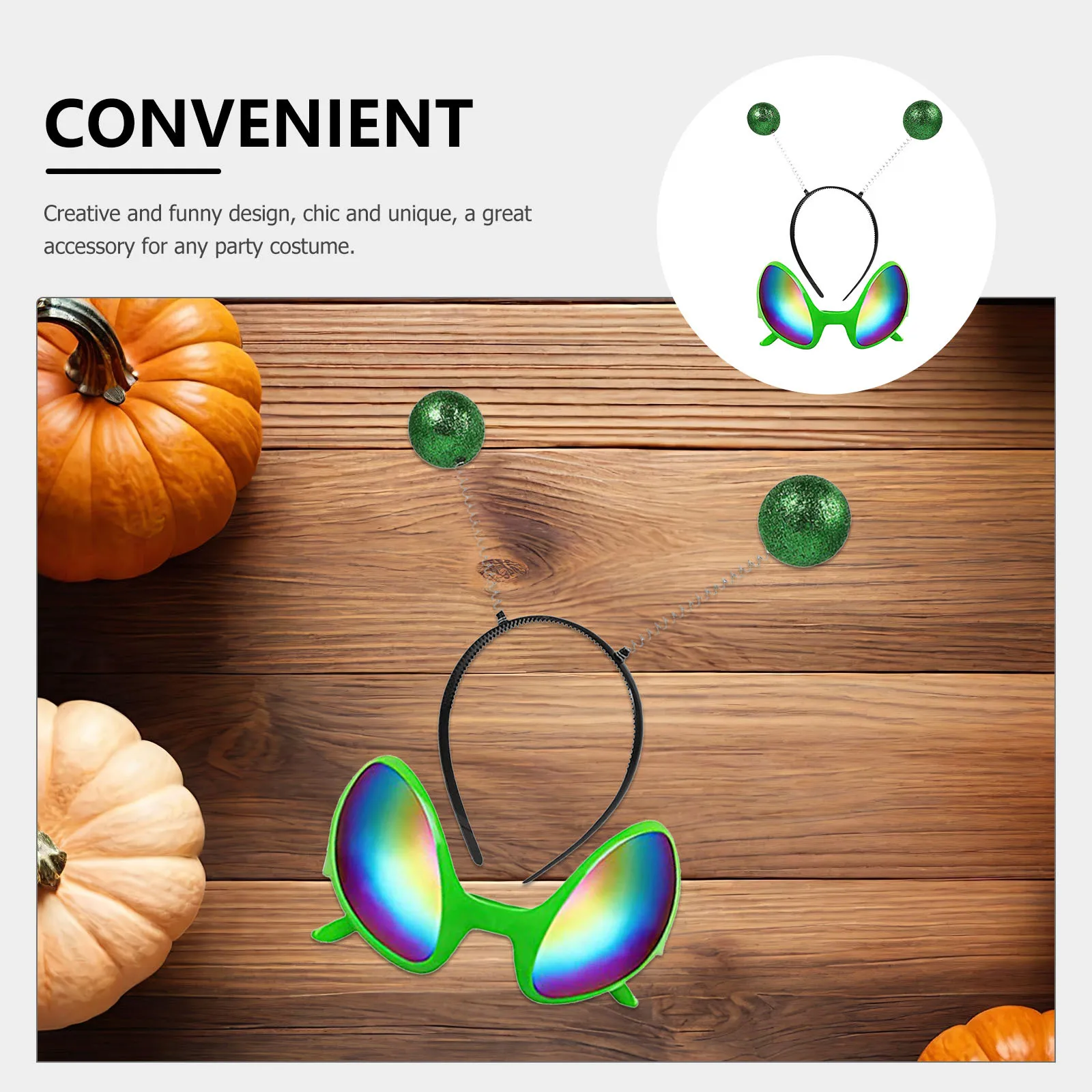2 세트 외계인 머리띠 안경 세트 레인보우 렌즈 성인 의상 파티 액세서리 선글라스 세련된 독특한 셀카 선물