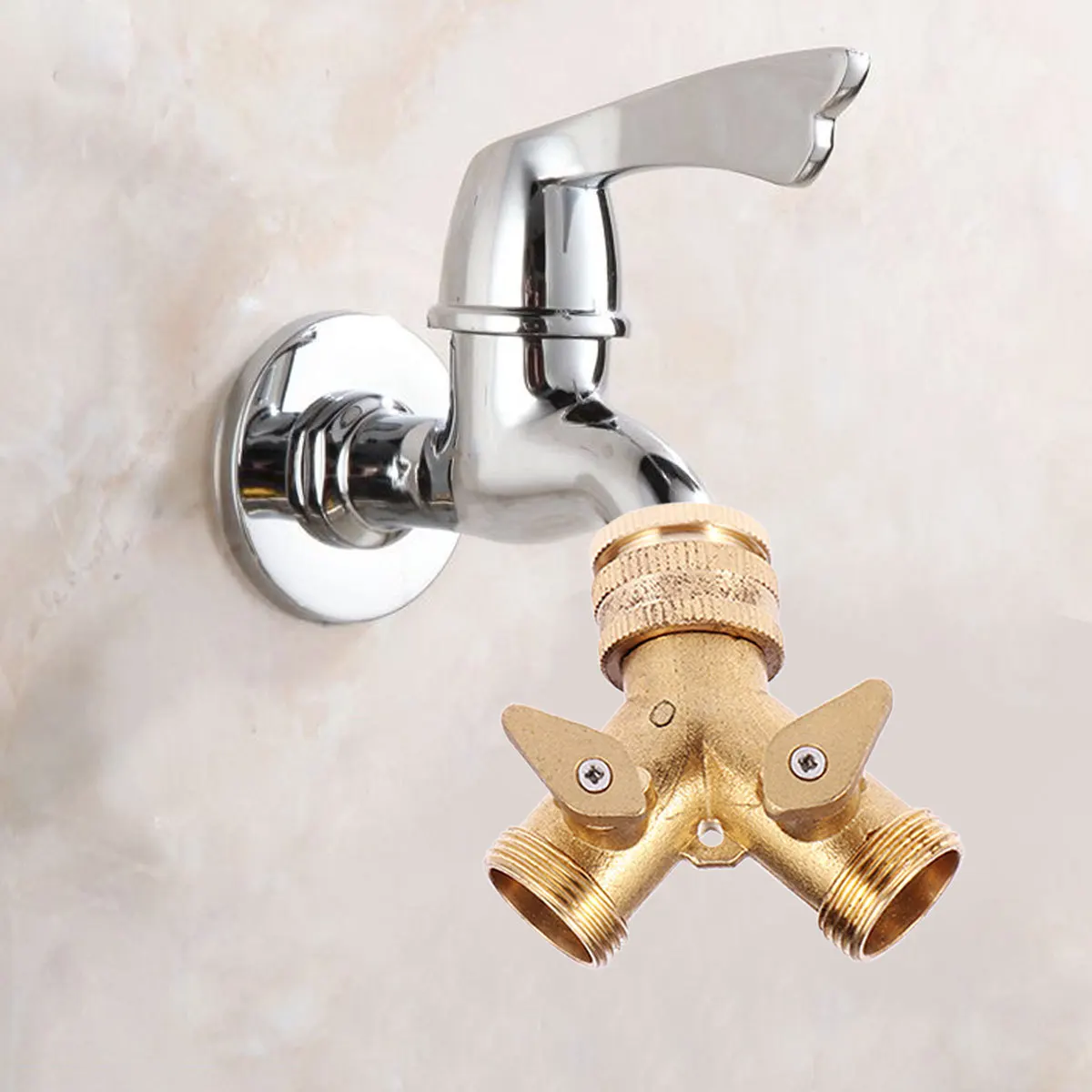 

Garden Hose Splitter Brass Y Type Connector Valve for Indoor Outdoor Use Garden Hose Adapter