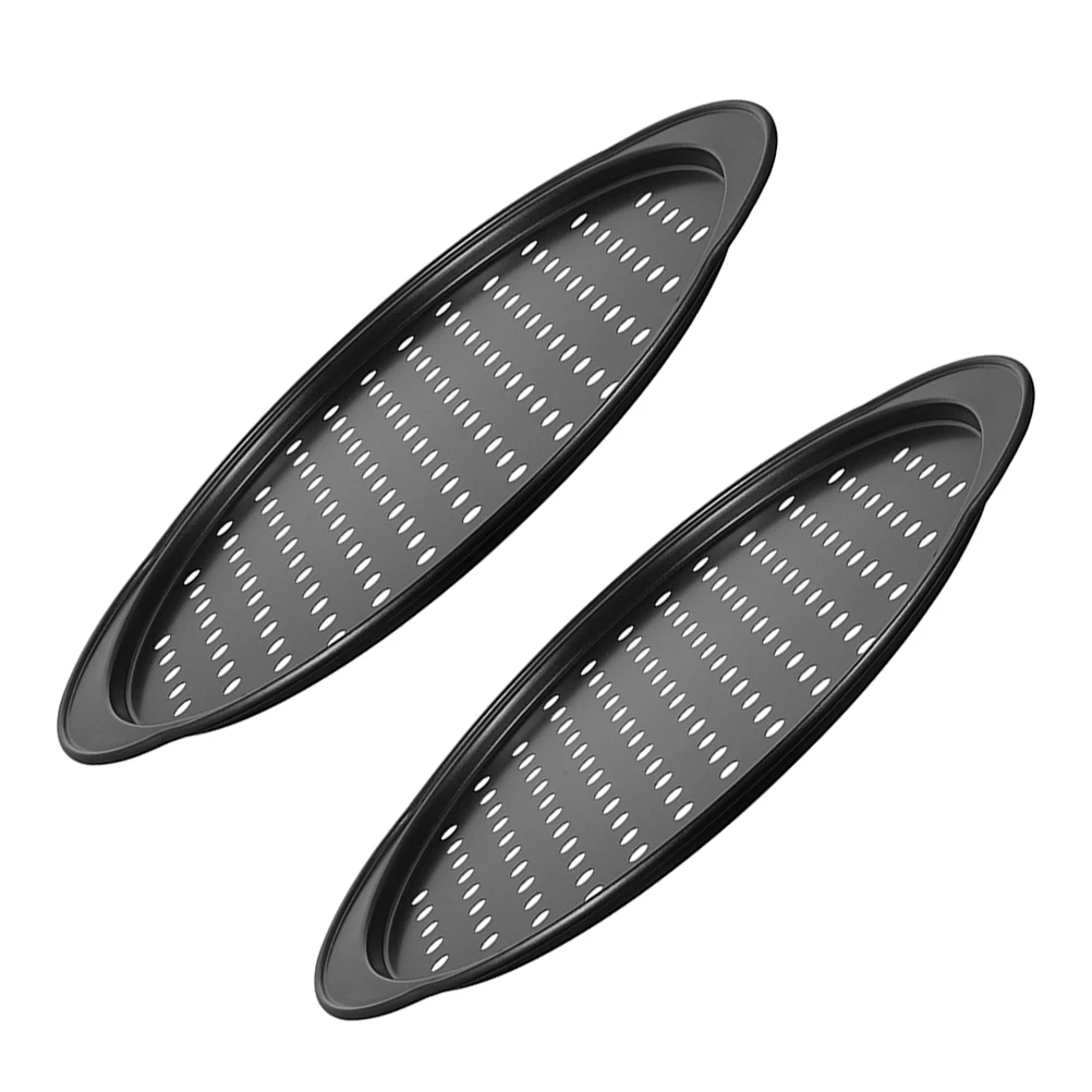 

2pcs Perforated Pizza Pan Carbon Steel Non-Stick Tray For Oven Rust-Proof Kitchen Baking Pan Pizza Baking Tool