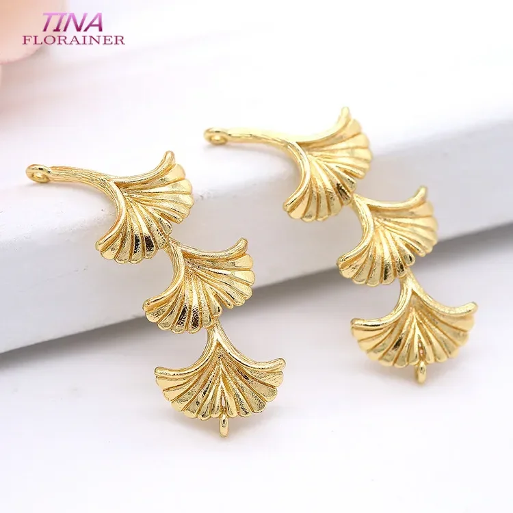 35*15MM 14K Gold Color Brass Leaf Leaves Pendants Charms 2 Holes Charms Earrings Connector High Quality Jewelry Accessories