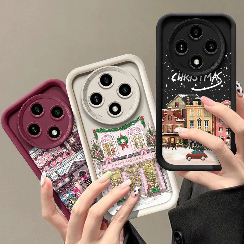 Christmas Building Winter Town Snow Scenery Phone Case for Honor Huawei Nova 11 Pro 10 9 SE 7 P40 P30 Mate 50 40 PRO Soft Cover
