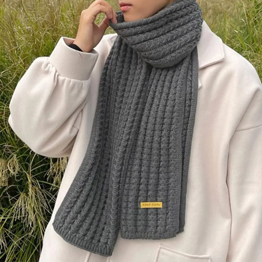 Brushed Feel Scarf Deer Plush Scarf Cozy Solid Color Knitting Scarf for Men Women Thickened Winter Neck Wrap Garment Warm