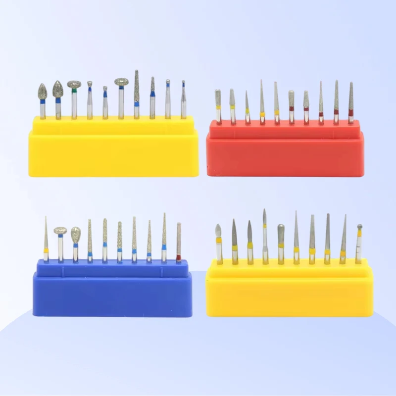 

10 шт./кор., набор стоматологических алмазных боров, высокоскоростная полировальная шлифовальная машина, сверла, боры из нержавеющей стали, инструменты для отбеливания зубов полости рта