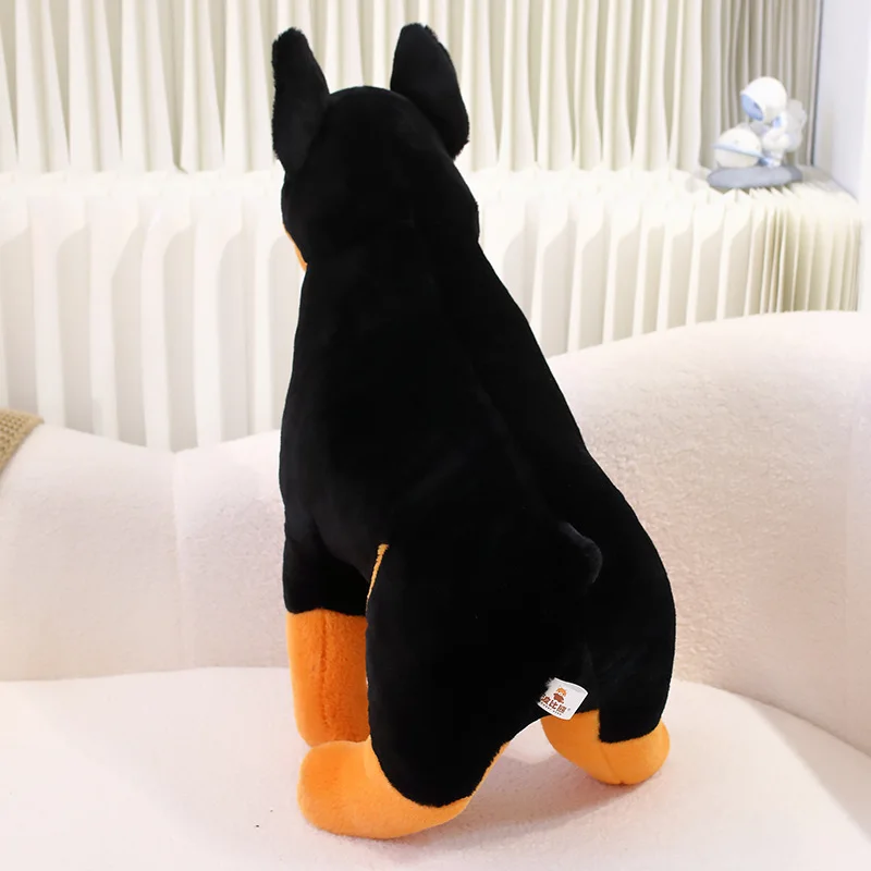 40/55cm Doberman Pinscher Plush Toy Lifelike Puppy Squatting Black Dog Doll Plushie Peluche Stuffed Animal Christmas Present