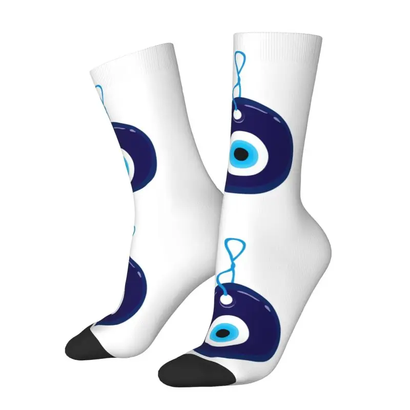 Harajuku Blue Evil Eye Bead Socks Men Women Warm 3D Print Football Sports Crew Socks