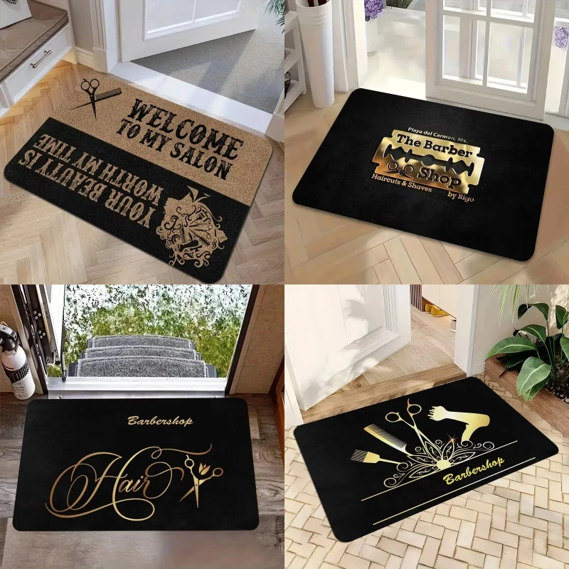 Barber Shop Welcome Mat Barber Shop Sign Floor Mat Graphic Printed Door Mat Bathroom Kitchen Entrance Carpet Home Decor