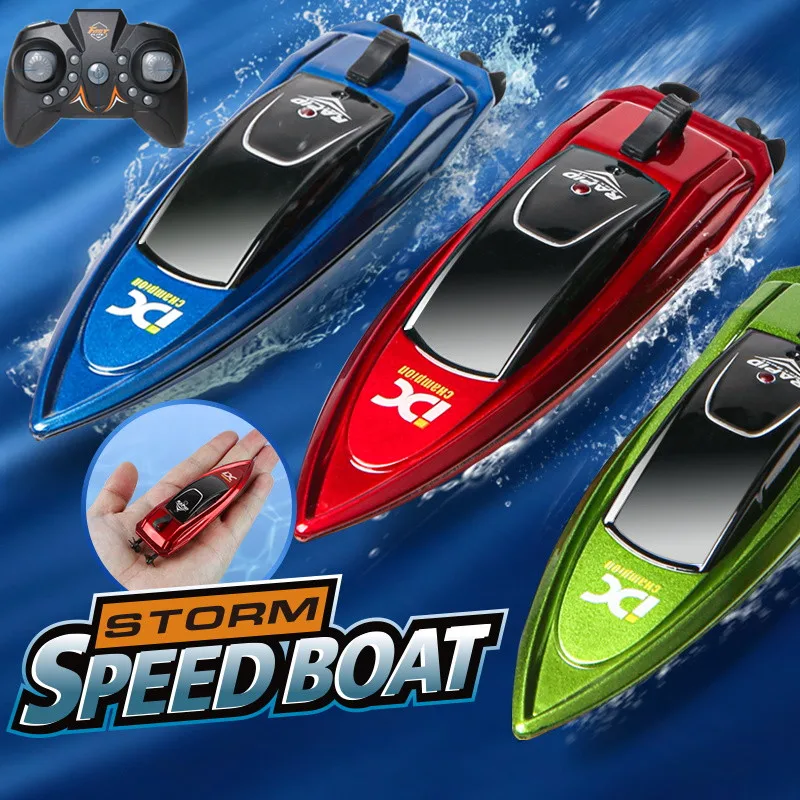 Dual Motor Mini Portable High Speed Remote Control RC Boat 2.4G Water Sensor Crash Resistant Waterproof RC Speedboat Boy Gift