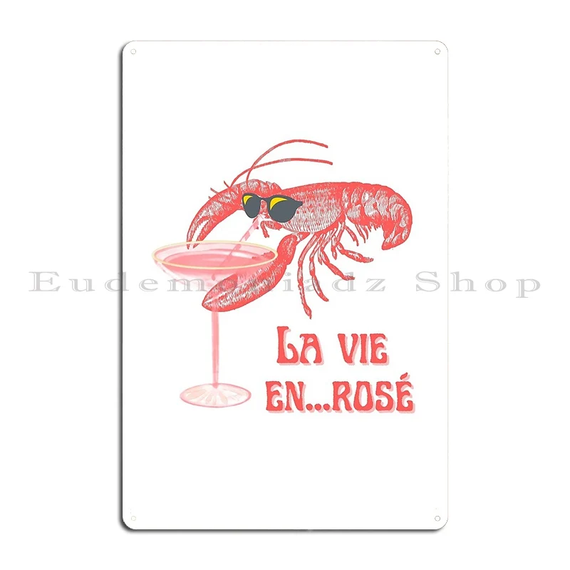 La Vie En Ros%C3%A9 2 Lobster Cheers Metal Plaque Wall Cave Wall Pub Designing Design Painting Tin Sign Poster