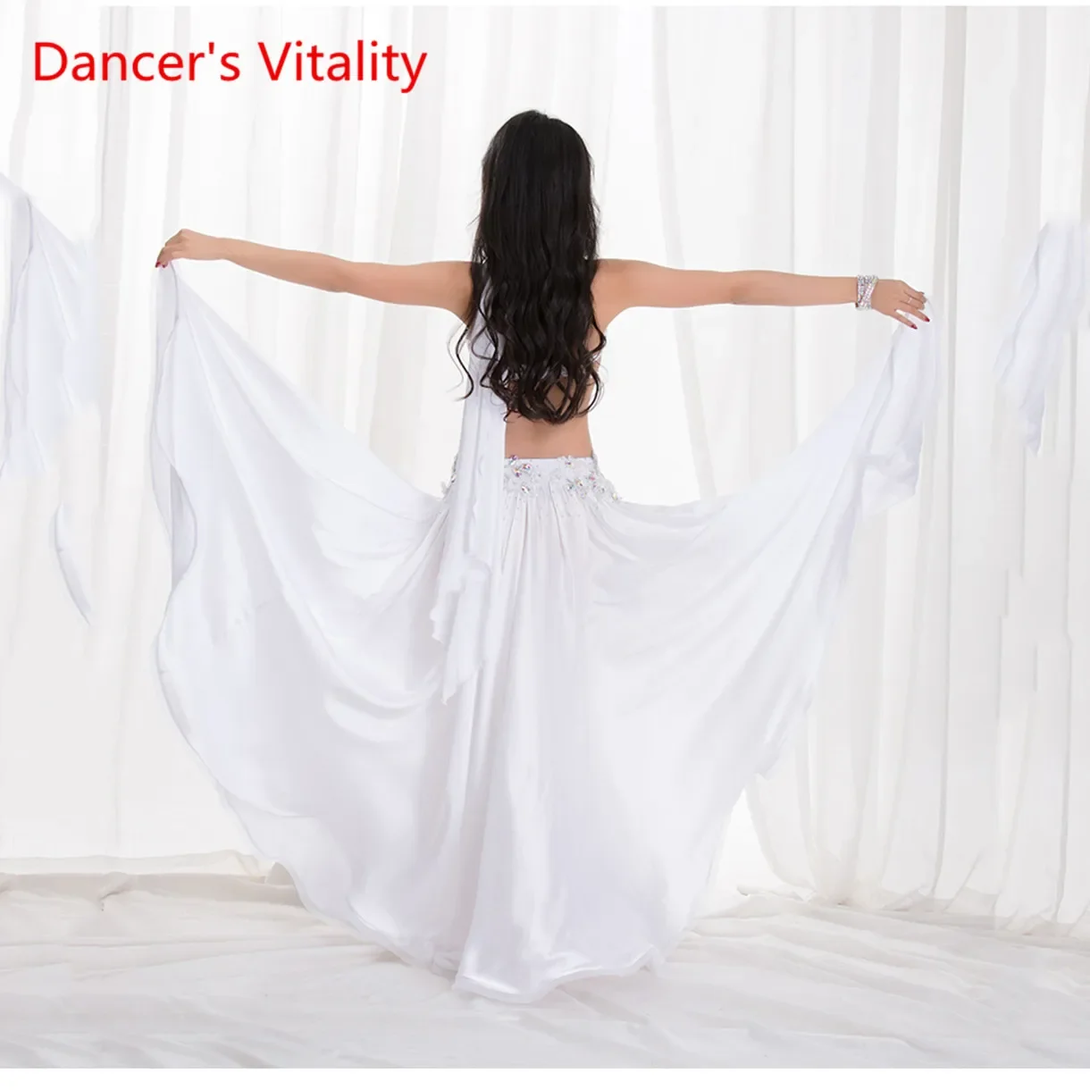 Women Sexy Belly Dance Show Wear Performance Oriental Dance Costume Handmade Luxury Drill Red White Suit Free Delivery