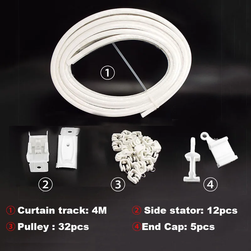 4M Curtain Rail Track Side Clamping Flexible Ceiling Mounted For Windows Plastic Bendable Rod Rail Straight Pole Accessories F1