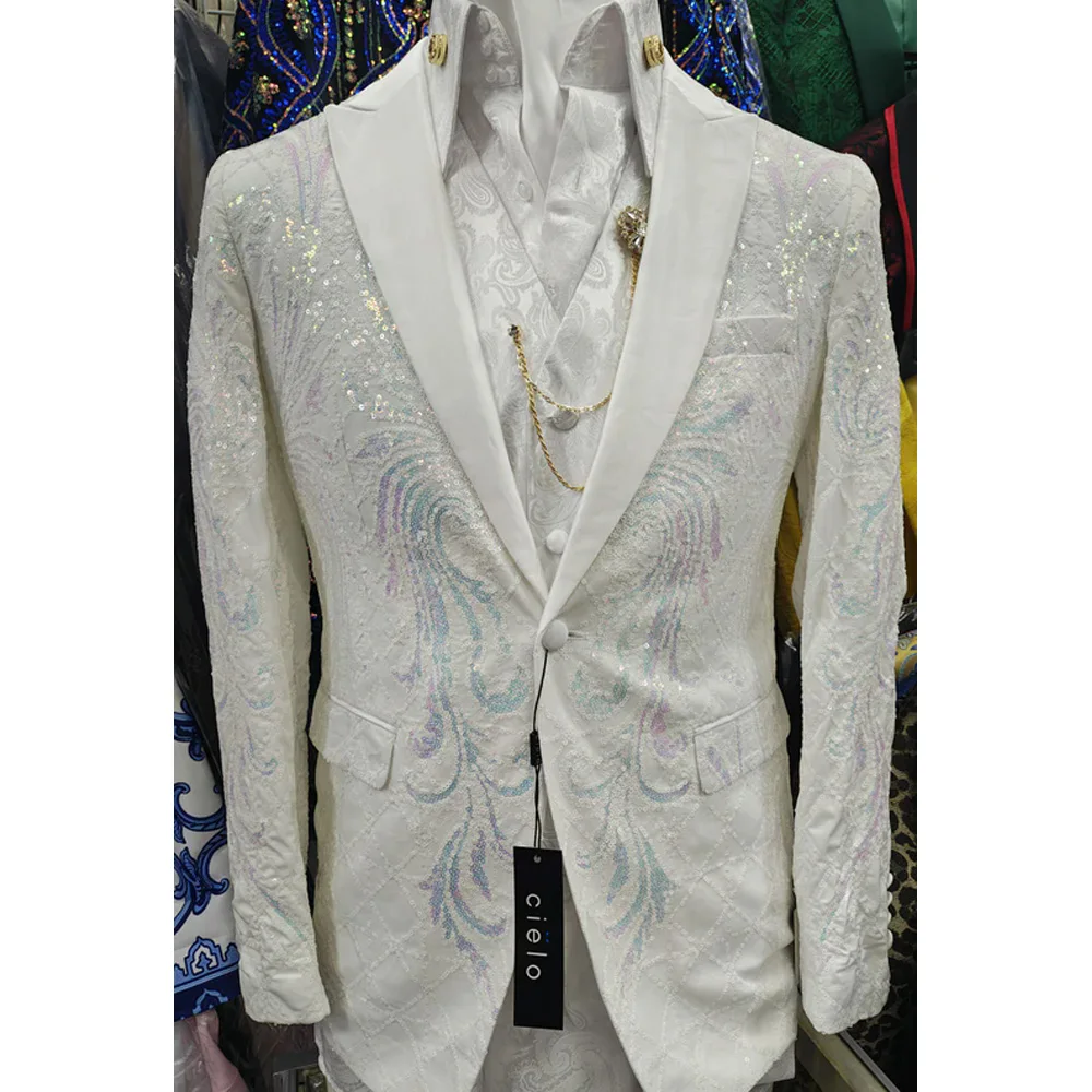 

Luxury Men Suits Collar Formal Prom Male Elegant Costume Jacket Pants 2 Pieces Wedding Party Fashion Tuxedos