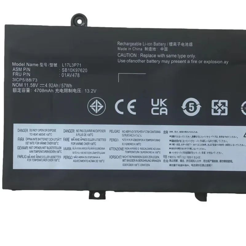 for Lenovo ThinkPad T480S 01AV478 01AV479 01AV480 TP00092A L17L3P71 Replacement Laptop Battery