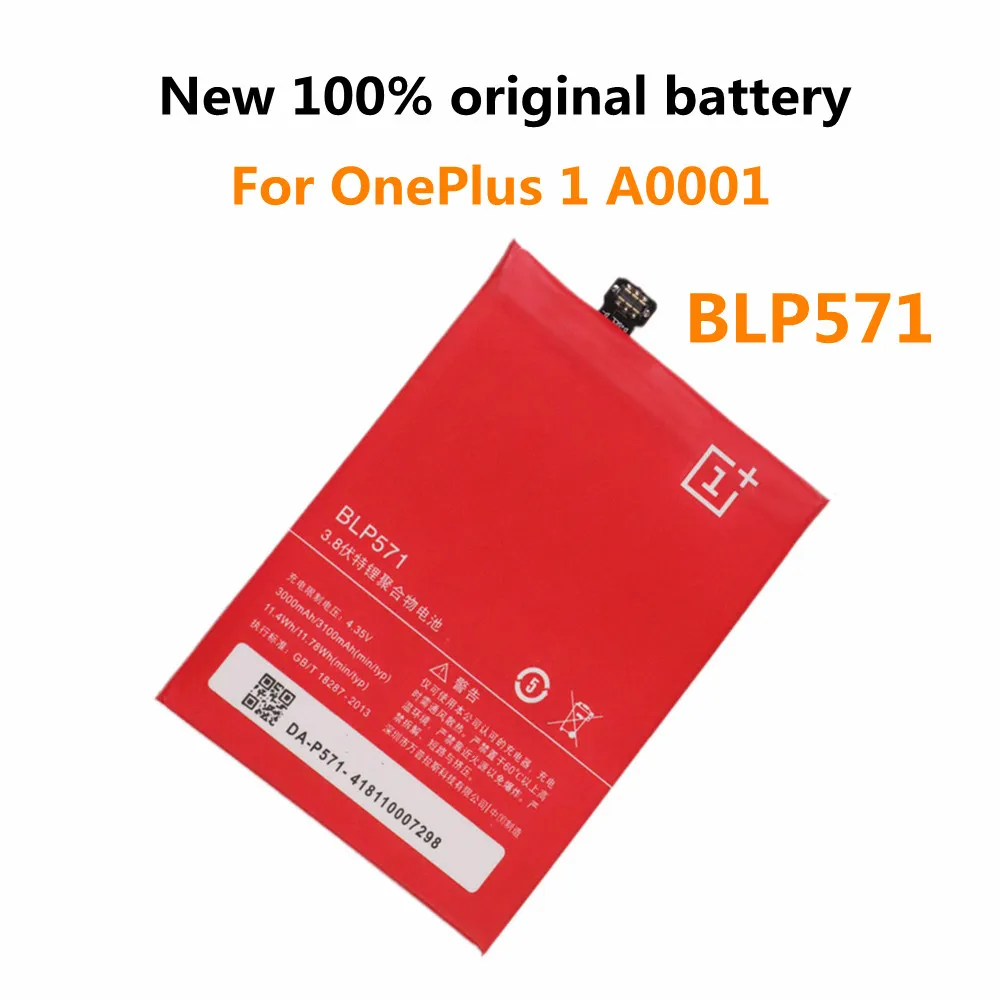 

New 100% Original OnePlus 1+ 3100mAh BLP571 Battery For Oneplus 1 A0001 / One Plus 1 A0001 Smart Mobile Phone