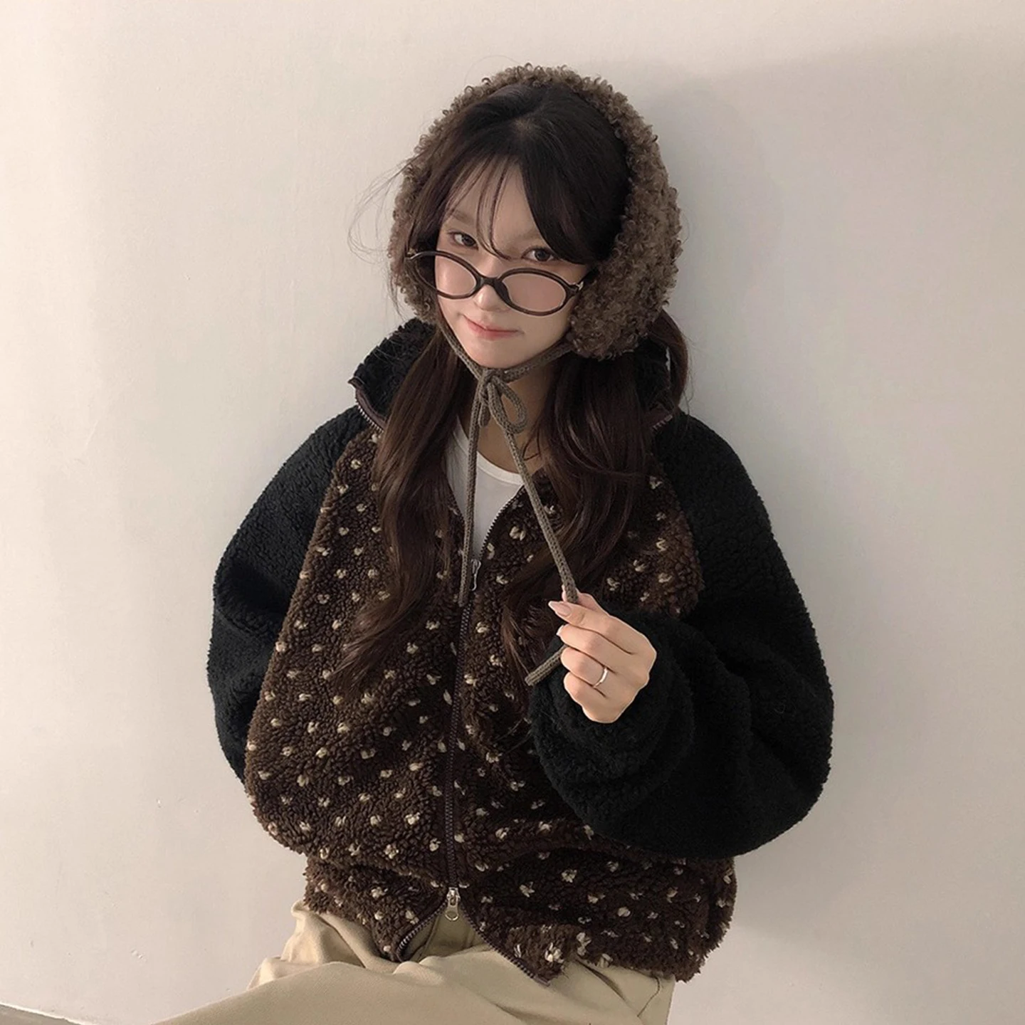 Thiened Long Sve ラムファースウェットジャケット女性のダブルジッパーパーカーコート冬の新しい Sle 暖かい綿の服