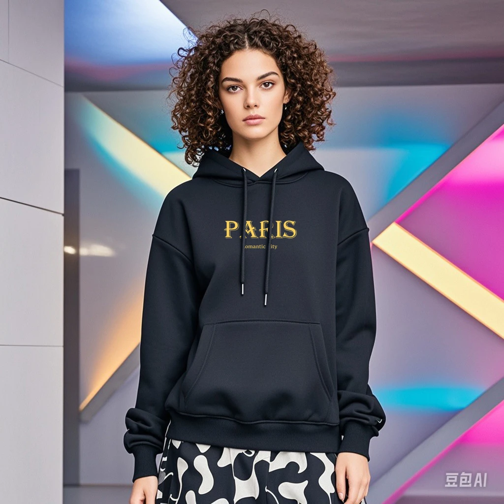 PARIS Printed Girls Sweatshirt Hoodies Autumn Women Cotton Sweatshirts High Street Harajuku Hooded Top Fashion Women Clothing