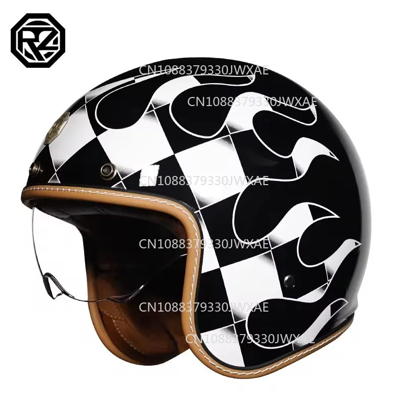 Capacete aberto aberto para homens e mulheres, retrô ORZ meio capacete, personalidade verão, moto