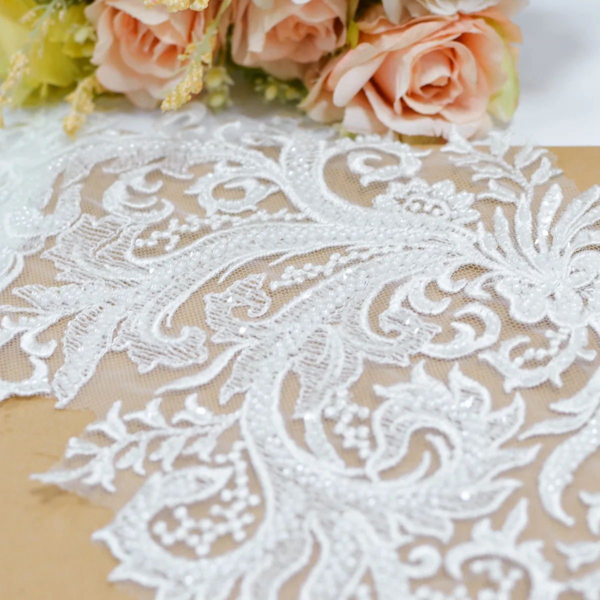 Summer Small Floral Sequins Bohemian Plant Pattern White Lace High 32cm Clothing Wedding Accessories